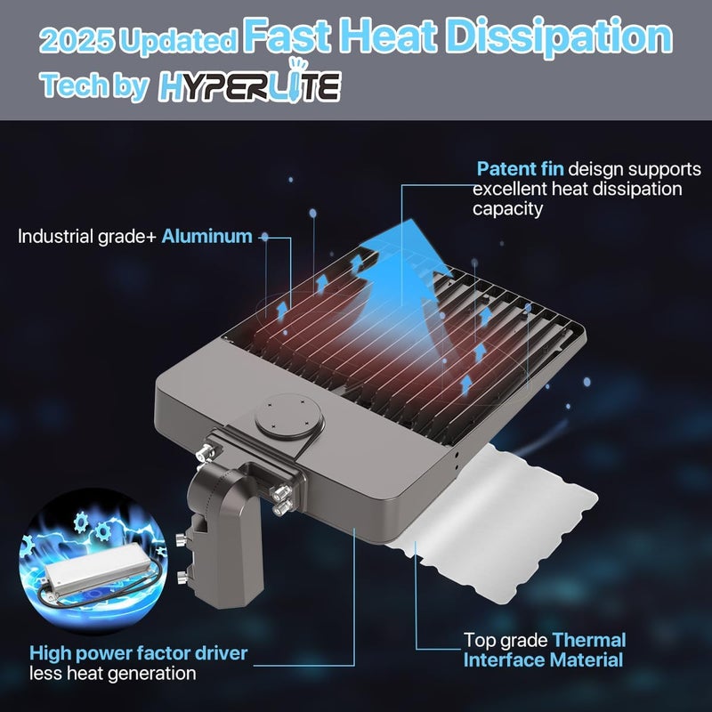 Hyperlite LED Parking Lot Light - 150W 22500lm with Adjustable Slip Fitter Mount - 2025 New UL Listed Led Parking Lot Lights Outdoor - LED Shoebox Light for Yard Barn Street Roadways Stadium, 100-277V - Image 3